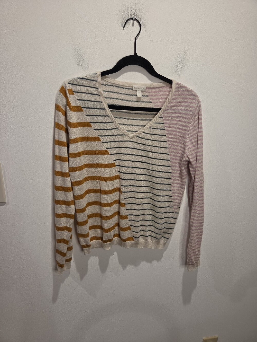 Garnet Hill Size Xs 100% Linen Colorful Stripes Breathable Sweater